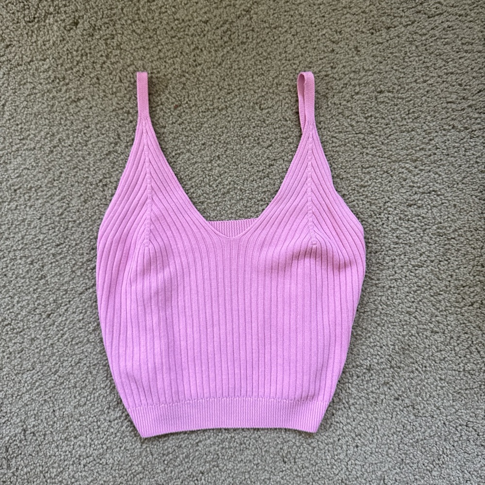 Pink Ribbed Knit Women's Top